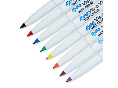 Expo Vis-à-Vis Wet Erase Markers, Ultra Fine Tip, Assorted Colors, 8/Pack (2162861/2134345)
