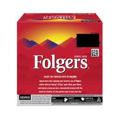 Folgers Classic Roast Coffee Keurig® K-Cup® Pods, Medium Roast, 48/Box (5000363378)