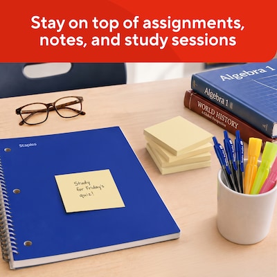 Staples Sticky Notes, 3" x 3", Sunshine Collection, 3600 Sheets – Standard Self-Stick Notes for Messages, Reminders & Planning