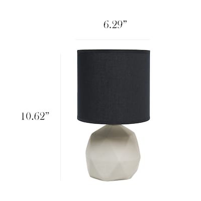 Simple Designs Geometric Concrete Lamp, Black (LT2060-BLK)