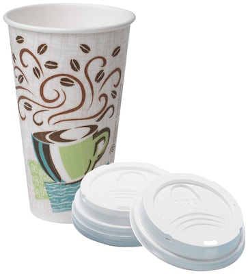 Dixie PerfecTouch 16 oz. Hot Cups and Dixie Dome Plastic Hot Cup Lids,  50/pack