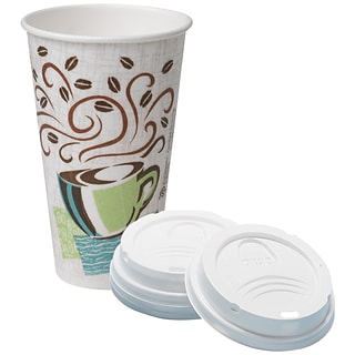 Dixie PerfecTouch 16 oz. Hot Cups and Dixie Dome Plastic Hot Cup Lids,  50/pack