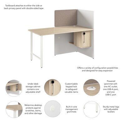 Bush Business Furniture Hustle 60"W Cubicle Workstation, White/Natural Elm (HUCB260WHNE)