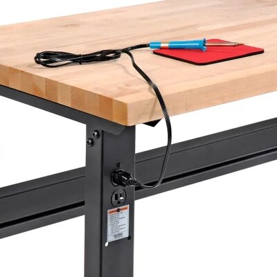 Global Industrial Height Adjustable Workbench, 60"W x 30"D, Birch Square Edge, Black (318912BK)