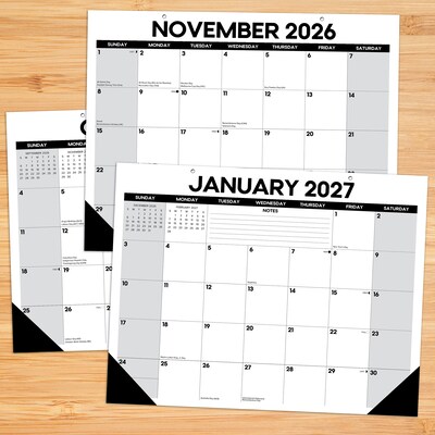 2026-2027 Willow Creek Basic 22 x 17 Academic Monthly Desk Pad Calendar, Black/White (64719)