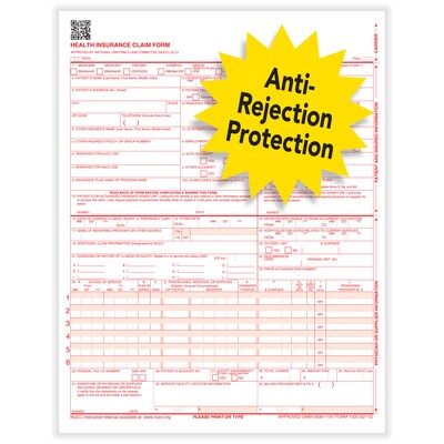 ComplyRight CMS-1500 Health Insurance Claim Forms (02/12), 8-1/2" x 11", Pack of 500 (CMS12LC500)