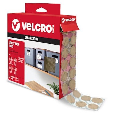 Velcro Sticky Back Adhesive Back Hook and Loop Dots Fastener, 0.75", Beige, 200/Roll (90140)