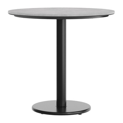 Flash Furniture Acadia 31.25" Round Wooden Dining Table with Round Base, Gray Faux Concrete/Black Base (STRD31CGTR18)
