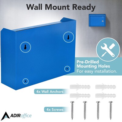 AdirOffice Steel Multipurpose Interoffice Mailbox Drop Box, Medium, Blue (631-02-BLU-PKG)