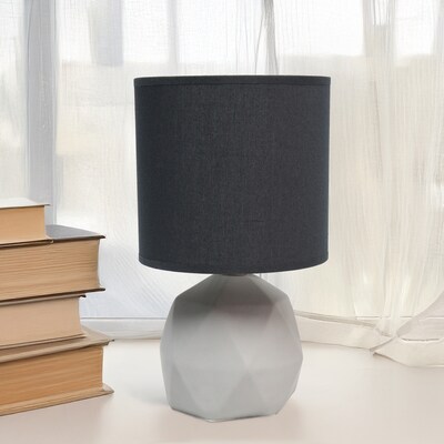 Creekwood Home Geometric Concrete 10.62" LED Table Lamp, Black (CWT-1011-BK)