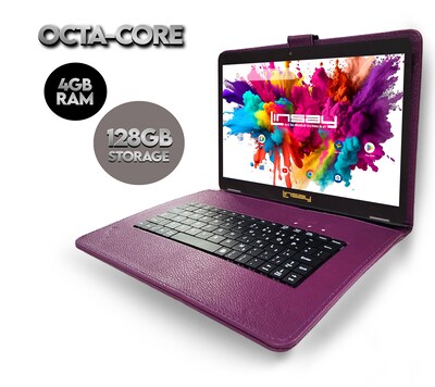 Linsay Octa Core 10.1 Tablet, WiFi, 128GB, Android 13, Bundled with Purple Keyboard