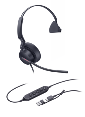 Yealink UH46 Mono Headset, USB-A/USB-C, UC Certified (1308242)