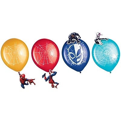 Party City 12 Spider-Man Latex Balloon Kit, Red/Blue, 6/Pack (AM110738)