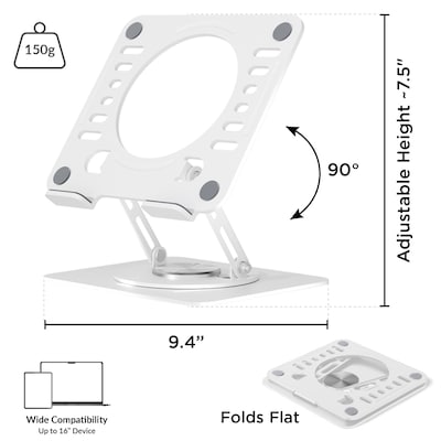 Uncaged Ergonomics 10.2" x 10" Metal Swivel Laptop Stand 2.0, White (SLS-White)