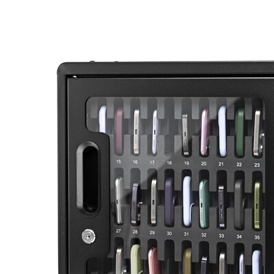 Luxor CellGuard Lockable 36-Unit Cell Phone Cabinet with Wall Mounting Kit, Black Powder Coated Steel (CHZZ002)