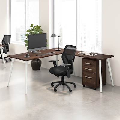 Bush Business Furniture Vista 72"W L Shaped Desk with Mobile File Cabinet, Black Walnut (VST007BWSU)