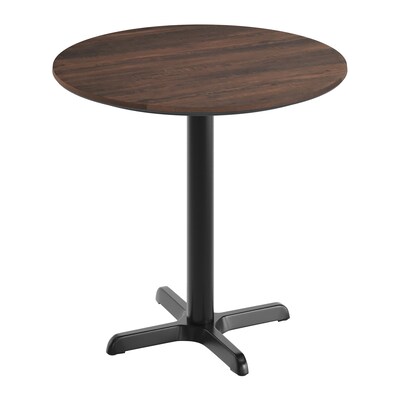 Flash Furniture Acadia 31.25 Round Wooden Dining Table with X-Base, Dark Brown/Black Base (STRD31WBRT2222)