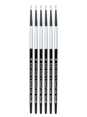 Dynasty Black Silver Liner Short Handle 0, 6/Pack (PK6-32817)