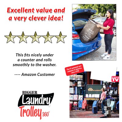 Dbest Bigger Laundry Trolley 360 Rolling Hamper Basket, Brown (01-905)