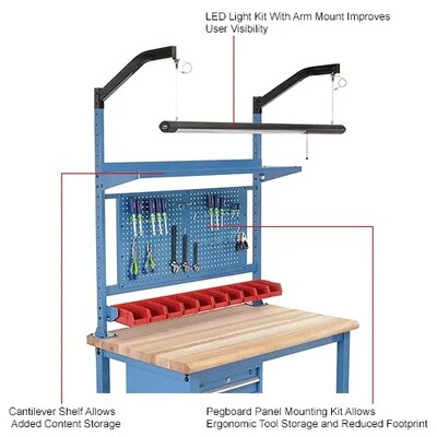 Global Industrial Production Workbench, 60"W x 30"D, Maple Safety Edge, Blue (319311BL)