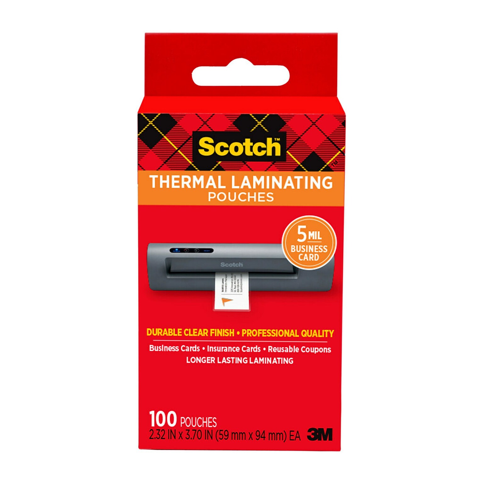 Scotch Thermal Laminating Pouches, Business Card, 5 Mil (TP5851100)