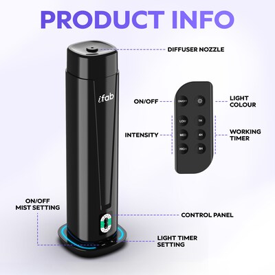 iFab 86L Nebulizing Aromatherapy Essential Oil Diffuser, 4 oz. (ISM86LBK)