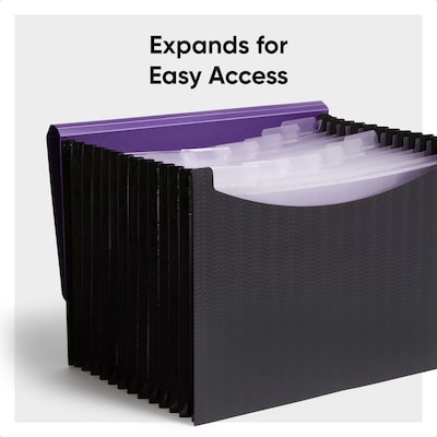 Smead Plastic Accordian File, 12 Pockets, Letter Size, Purple/Black (70862)