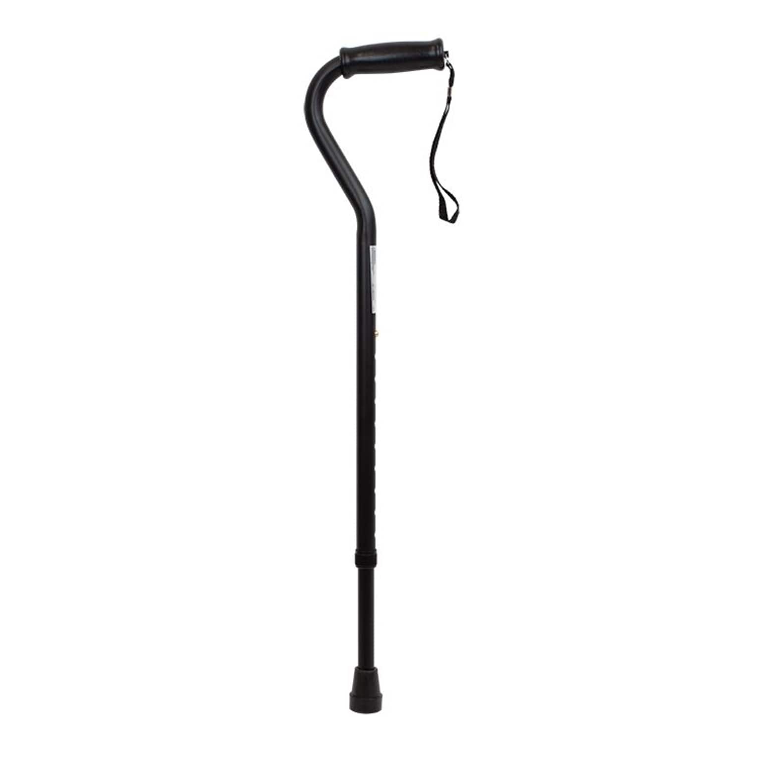Dynarex Offset Cane with Wrist Strap, Black (10133)