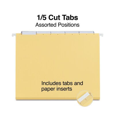 Staples® Hanging File Folders, 1/5-Cut Tab, Letter Size, Yellow, 25/Box (ST163519-CC)