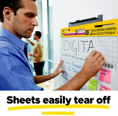 Post-it Super Sticky Wall Easel Pad, 25" x 30", Grid Lined, 30 Sheets/Pad, 6 Pads/Pack (560 VAD 6PK)