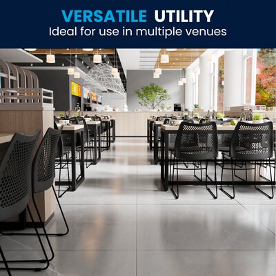 Flash Furniture HERCULES Series Plastic Stack Chair with Air-Vent Back and Sled Base, Black (RUT498ABK)