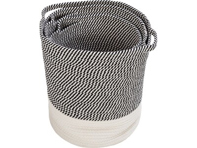 Honey-Can-Do Cotton Rope Nesting Baskets with Handles, Gray/White, 3/Set (STO-09536)