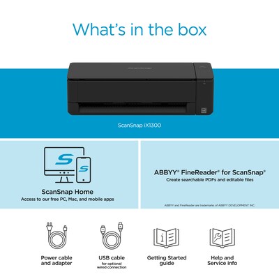 RICOH ScanSnap IX1300 Wireless Duplex Document Scanner, Black (PA03805-B105)