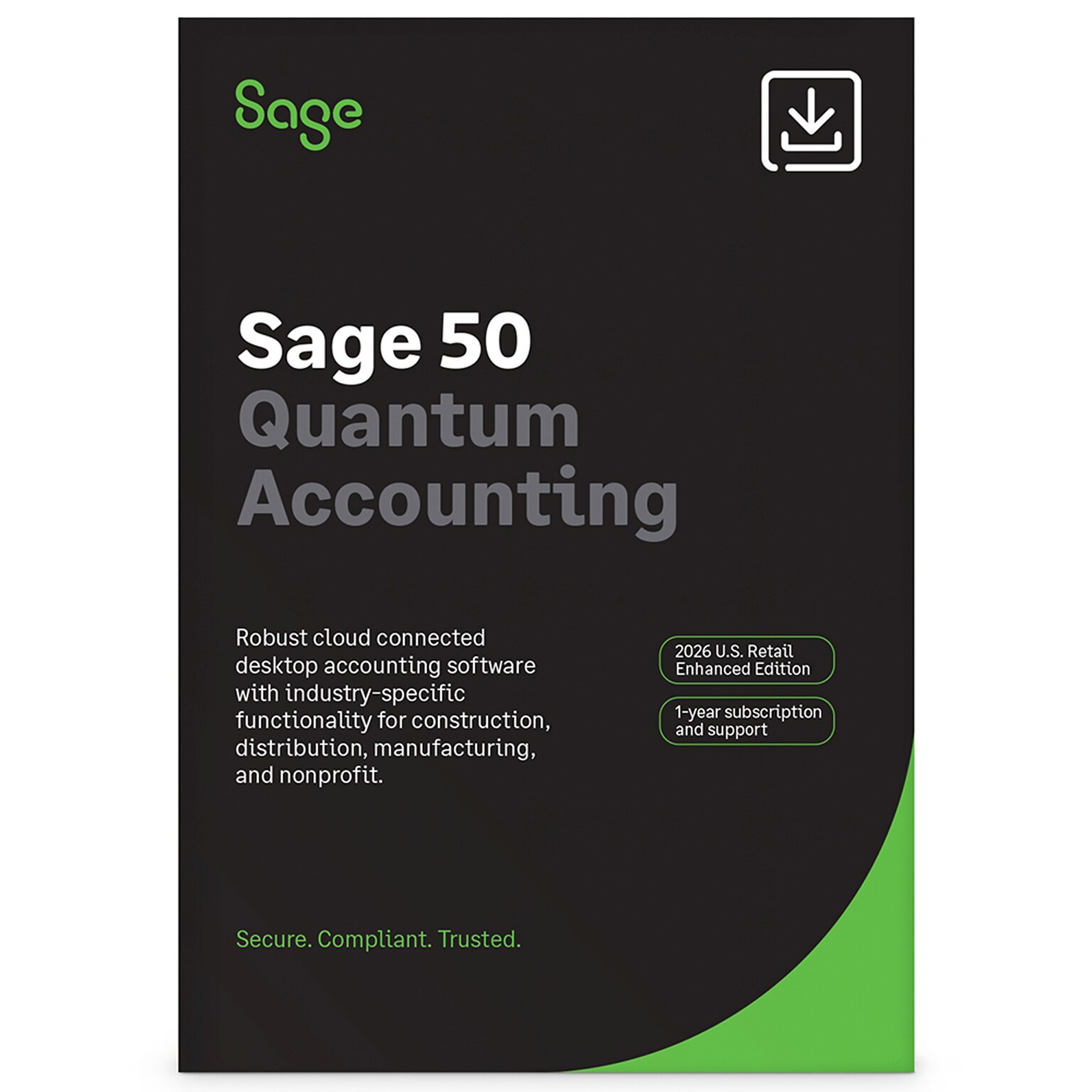 Sage50 Quantum Accounting 2026 U.S. Retail Enhanced Edition 1U 1Y Subscription, Windows, Download (SAG303800V046)