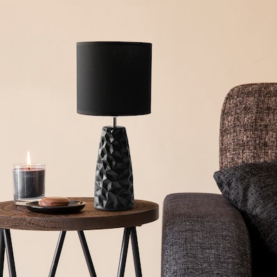 Simple Designs Sculpted Ceramic Table Lamp, Black (LT2083-BLK)