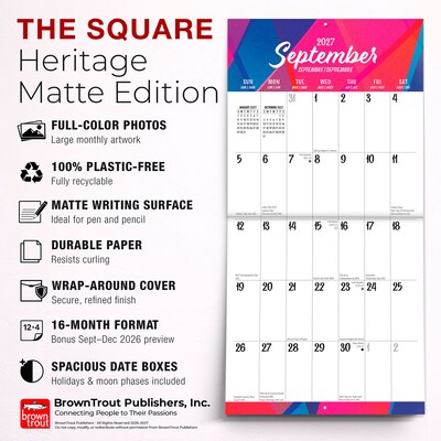 2027 BrownTrout Big & Bright Large Print 12" x 12" Monthly Wall Calendar (9798330712748)