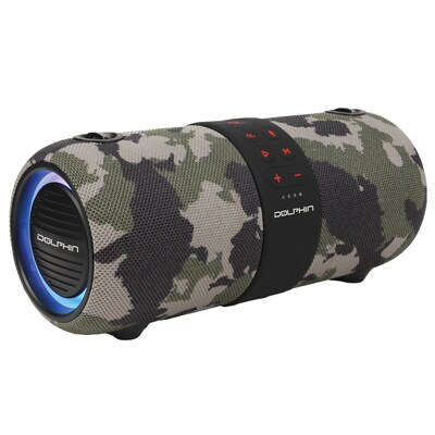 Dolphin Audio Wireless Bluetooth Portable Speaker with Accent Lights & FM Radio, Waterproof, Camoufl
