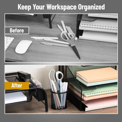 Mind Reader Metal Pen Holder, Black, 3 Pieces/Set (CLIPMESH3-BLK)