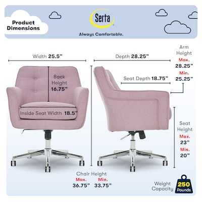 Serta Style Ashland Fabric Swivel Computer and Desk Chair, Lilac (47140D)
