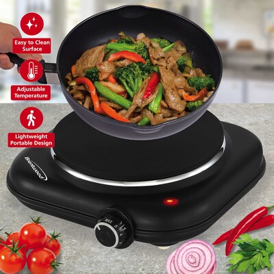 Brentwood 1,100-Watt Cast-Iron Countertop Electric Single Burner, Black (TS-331BK)