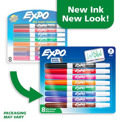 Expo Dry Erase Marker, Fine Tip, Assorted Colors, 8/Pack (86601)