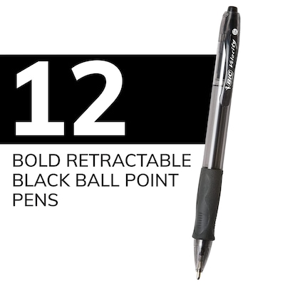 BIC GLIDE Bold Retractable Ballpoint Pen, Bold Point, 1.6mm, Black Ink, Dozen (VLGB11-BLK)