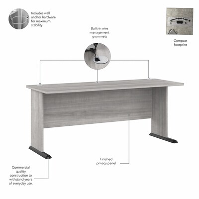 Bush Business Furniture Studio A 72"W Computer Desk with 3 Drawer Mobile File Cabinet, Platinum Gray (STA004PGSU)