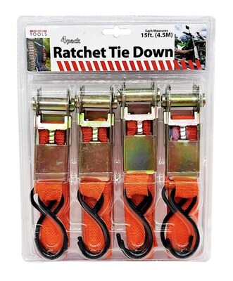 Ratchet Tie-Down Set With Buckle-4 Pack
