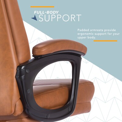Click365 Classic Ergonomic Bonded Leather Executive Big & Tall Chair, 350 lb. Capacity, Cognac (CCHR10023A)
