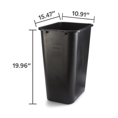 Coastwide Professional™ Indoor Trash Can Without Lid, Black Soft Molded Plastic, 10.25 Gallon (CW56433)