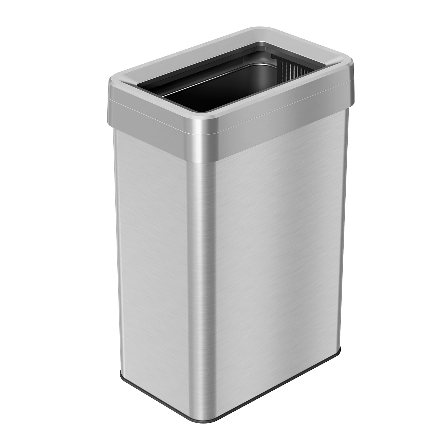 iTouchless 16 Gallon (60 Liter) Rectangular Open Top Kitchen Trash Can, Silver