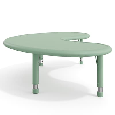 Flash Furniture Wren Half Moon Activity Table, 35" x 65", Height Adjustable, Sage (YUYCX042MOONSGE)