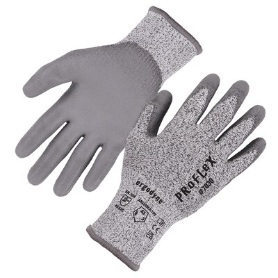 Ergodyne ProFlex 7030 PU Coated Cut-Resistant Gloves, ANSI A3, Gray, Small, 1 Pair (10462)