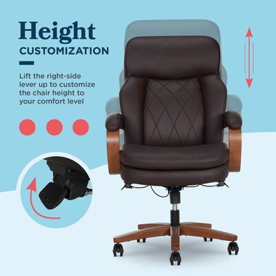 La-Z-Boy Colston Ergonomic Vegan Leather Swivel Executive Chair, Dark Brown (60120-DBRN)